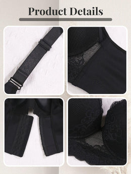 KissICON 3pcs Curve Women's Black Lace Bras –