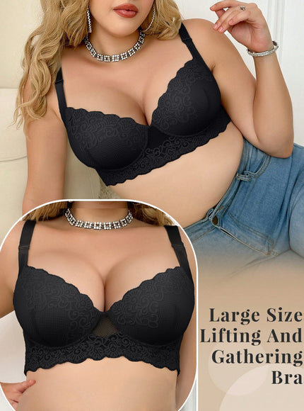 KissICON 3pcs Curve Women's Black Lace Bras –