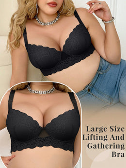 KissICON 3pcs Curve Women's Black Lace Bras –