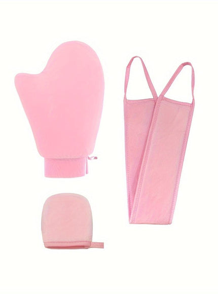 KissICON 3Pcs(Pink) 💋 Sunless Self Tan Mitt Kit - Reusable