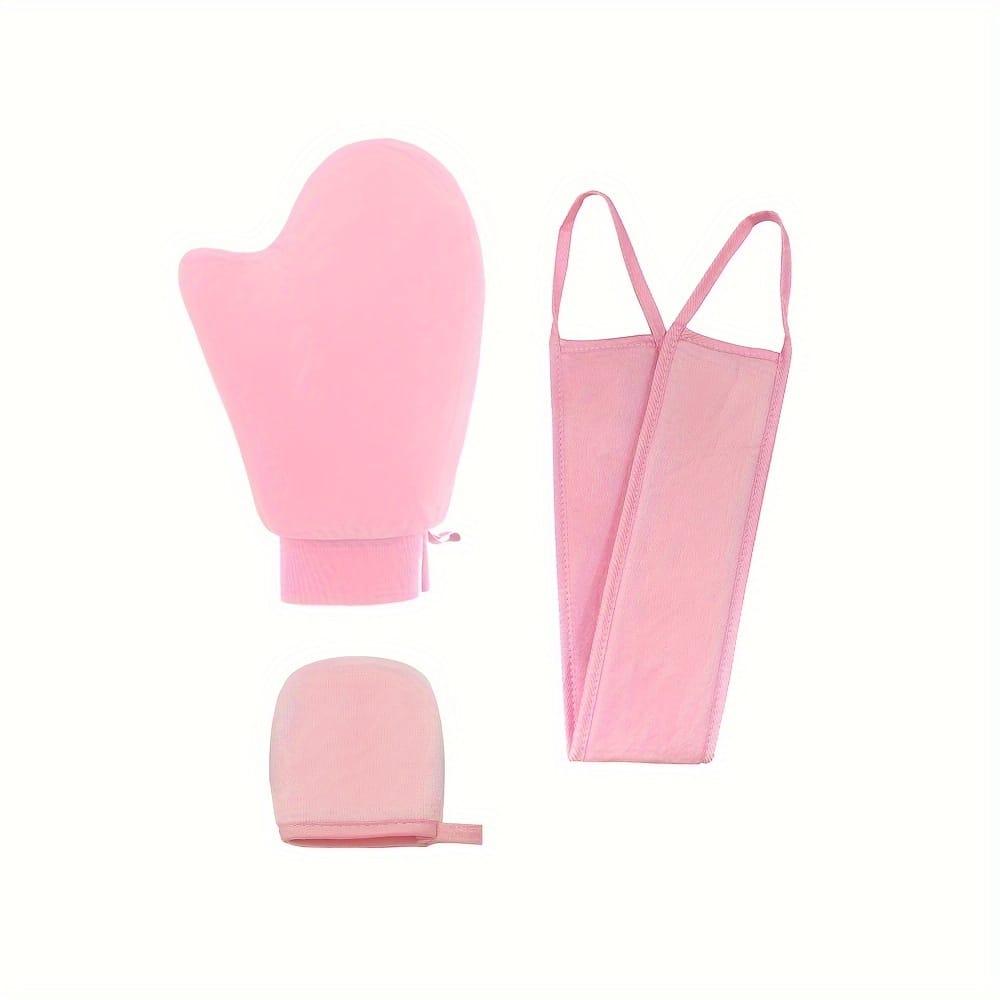 KissICON 3Pcs(Pink) 💋 Sunless Self Tan Mitt Kit - Reusable
