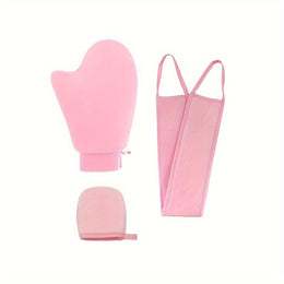 KissICON 3Pcs(Pink) 💋 Sunless Self Tan Mitt Kit - Reusable