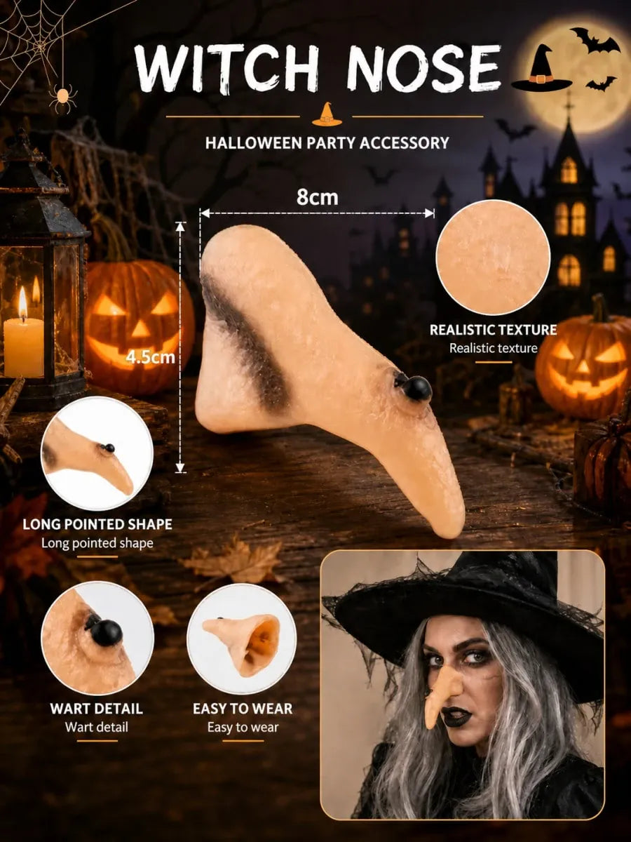 KissICON 3pcs Pointed Latex Witch Nose Costume Prop