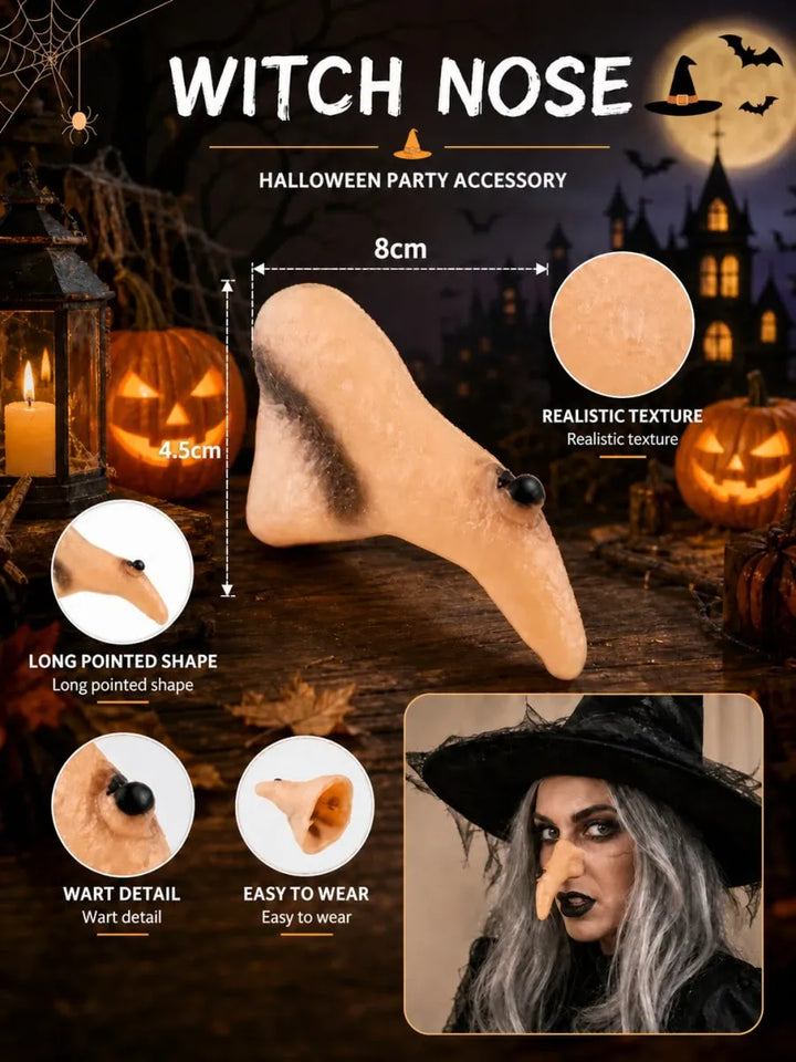 Pointed Latex Witch Nose Costume Prop