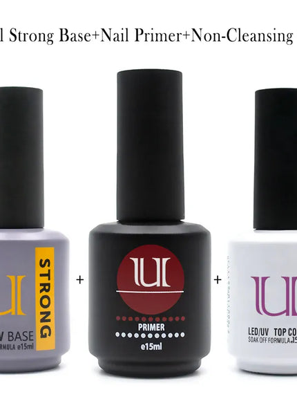 KissICON 3pcs-primer-stbase KissIcon Gel Polish Set Base Coat For Nails
