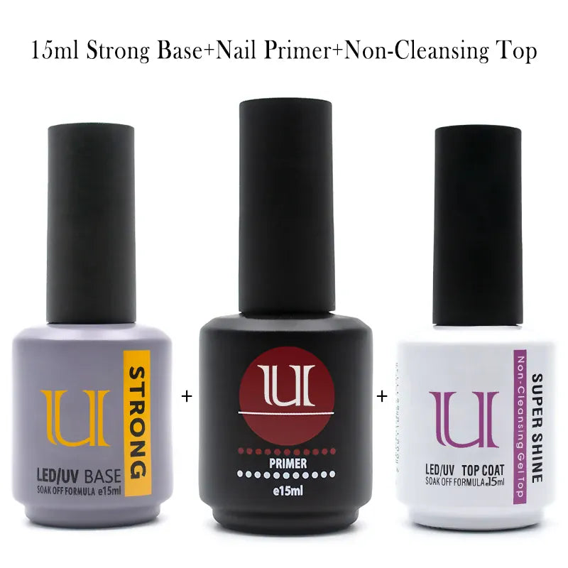 KissICON 3pcs-primer-stbase KissIcon Gel Polish Set Base Coat For Nails