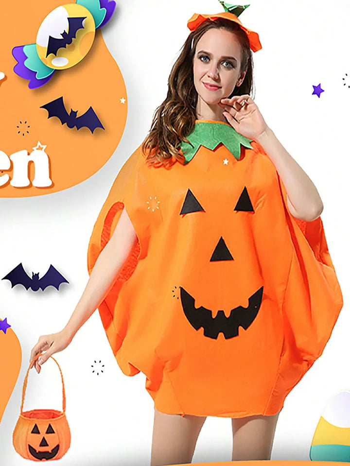 Unisex Adult Pumpkin Costume Set with Hat and Bag