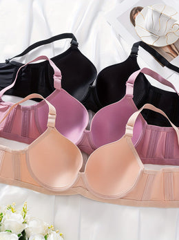 KissICON 3pcs Women's Curve Push-up Bras – Fit Underwire Nylon