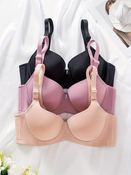 KissICON 3pcs Women's Curve Push-up Bras – Fit Underwire Nylon