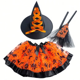 KissICON 3Piece Witch Costume Set with Tutu and Broom