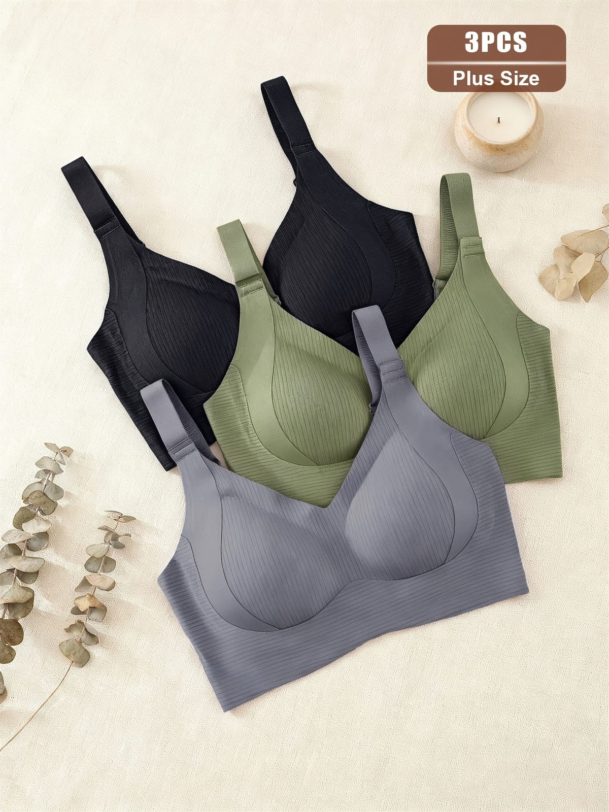 KissICON 3pk Curve Support Seamless Sports Bra