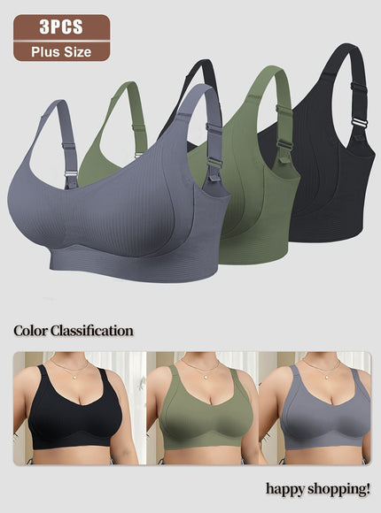 KissICON 3pk Curve Support Seamless Sports Bra