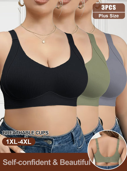 KissICON 3pk Curve Support Seamless Sports Bra