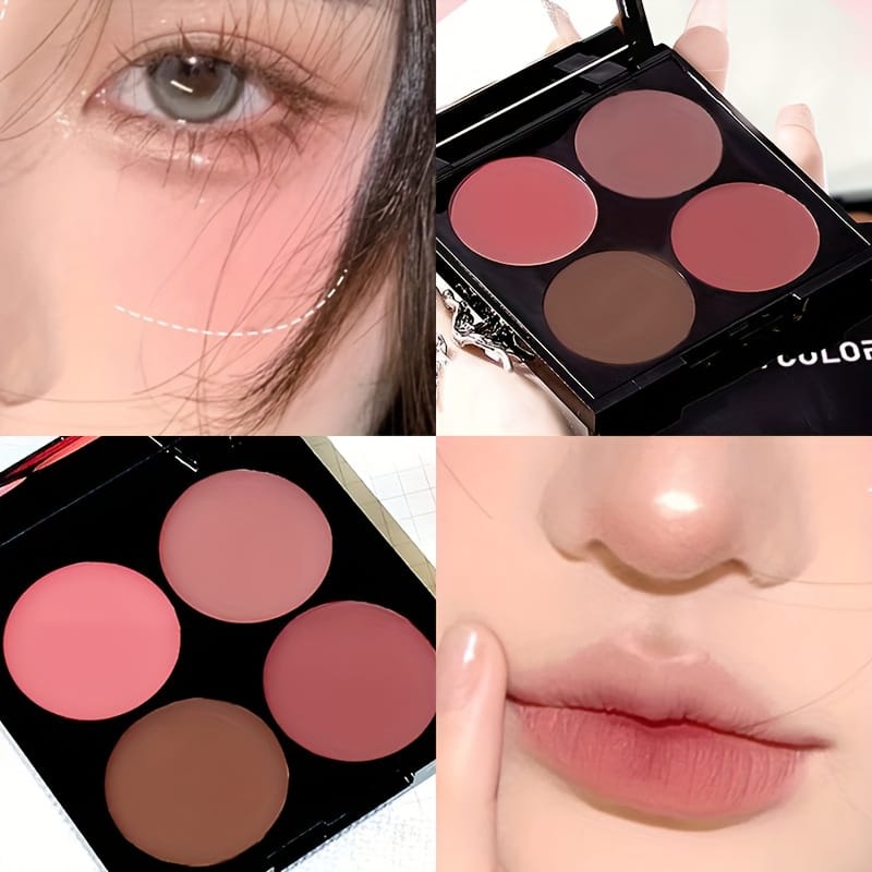 KissICON 4-color blush 4color Waterproof Blush Natural 3d Finish