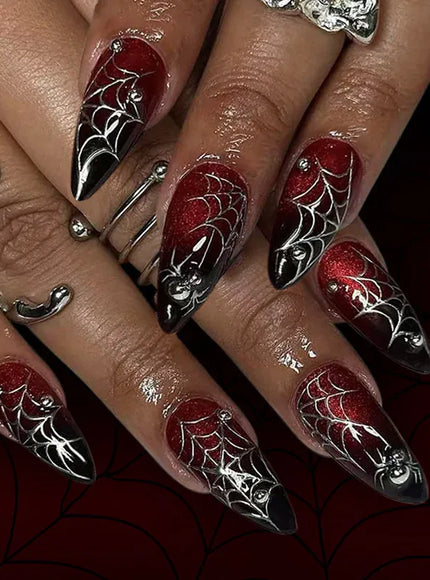 KissICON 4 KissIcon Halloween Almond Nails 24Pcs Glue Blood French