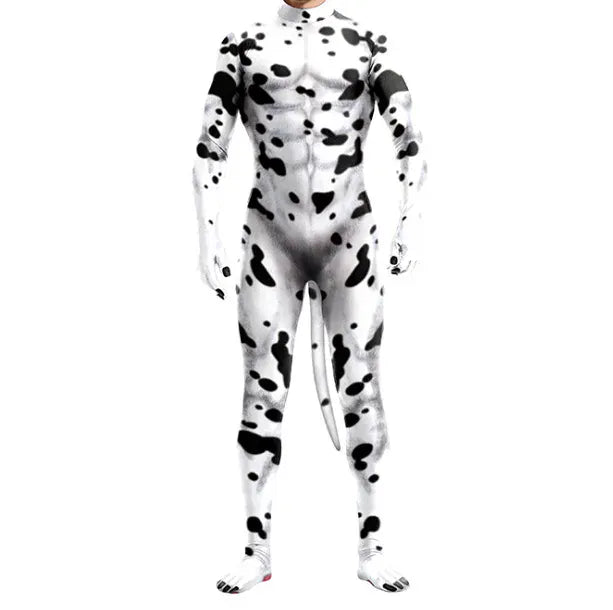 KissICON 4 / L Halloween Costume  Adult Mens Wild Animal Cosplay Costume Full Cover 3D Print Beast Petsuit Jumpsuit Bodysuit Tail