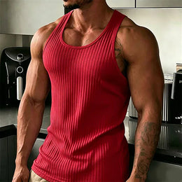 KissICON 4 / M 2026 Mens Slim Fit Rib Knit Fitness Tank Top