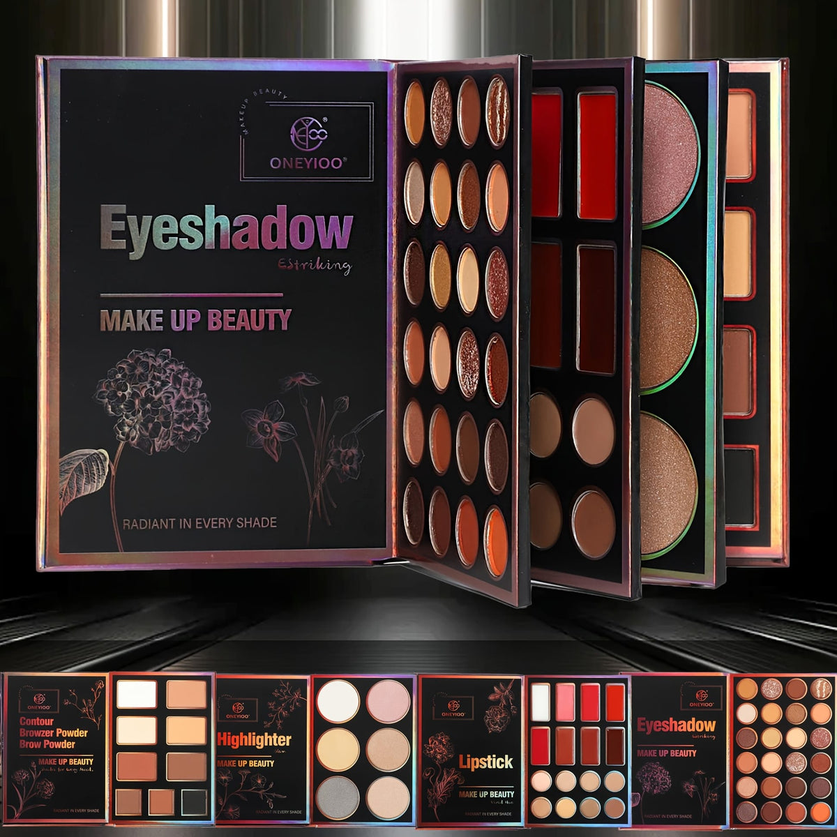 KissICON 4 Pages-55 Colors Book Makeup 55color Pro Makeup Palette Eyeshadow Lips