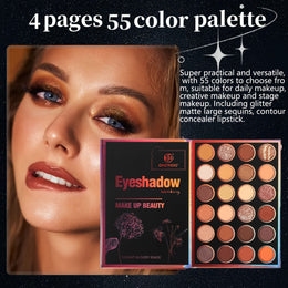 KissICON 4 Pages-55 Colors Book Makeup 55color Pro Makeup Palette Eyeshadow Lips