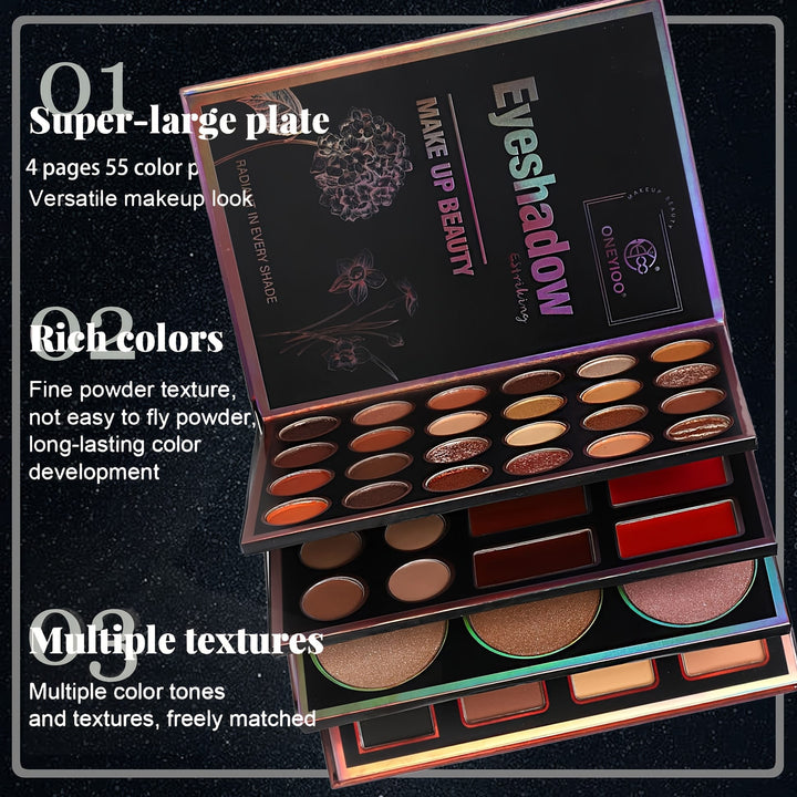 55color Pro Makeup Palette Eyeshadow Lips