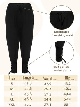 KissICON 4 Pcs Halloween Men's Renaissance Costume Set Medieval Pirate Shirt Ankle Banded Pants Viking Belt Accessories