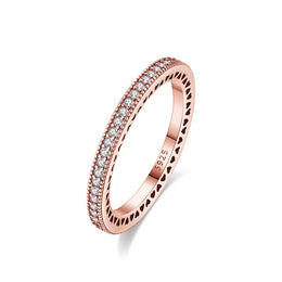 KissICON 40 / 8 Original 925 Sterling Silver Ring Love Heart Wishbone Moon Sun Rings Crystal Rose Gold For Women Wedding Gift Luxury Jewelry