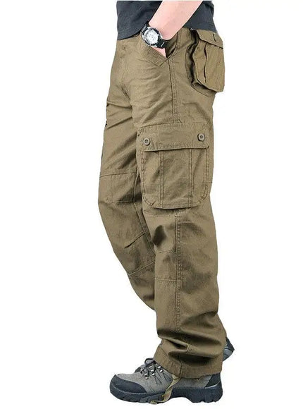 KissICON 40 / Army Yellow 6Pocket Durable Mens Cotton Cargo Overalls for Outdoor Work  Hiking