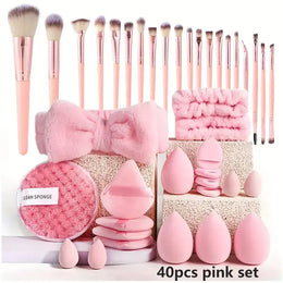 KissICON 40pcs Pink KissICON Pink Pro Makeup Brush Set – 20 or 40 Piece Large Brushes