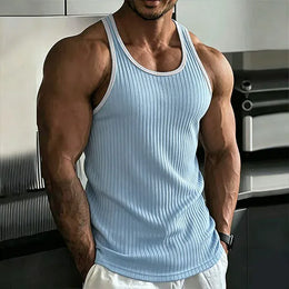 KissICON 44 / S 2026 Mens Slim Fit Rib Knit Fitness Tank Top