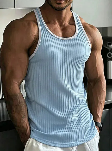 KissICON 44 / XL 2026 Mens Slim Fit Rib Knit Fitness Tank Top