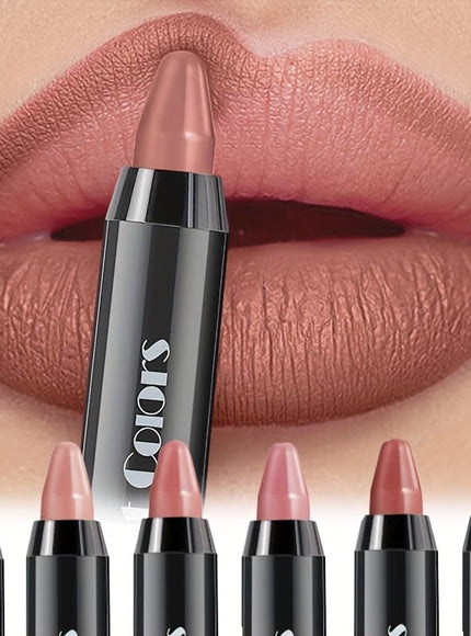 KissICON 6pcs Crayon Lipstick Set Matte Finish Moisturizing Lipliner