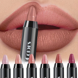 KissICON 6pcs Crayon Lipstick Set Matte Finish Moisturizing Lipliner