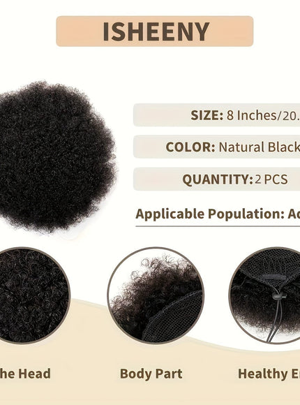 KissIcon Afro Puff Drawstring Ponytails - Natural Look