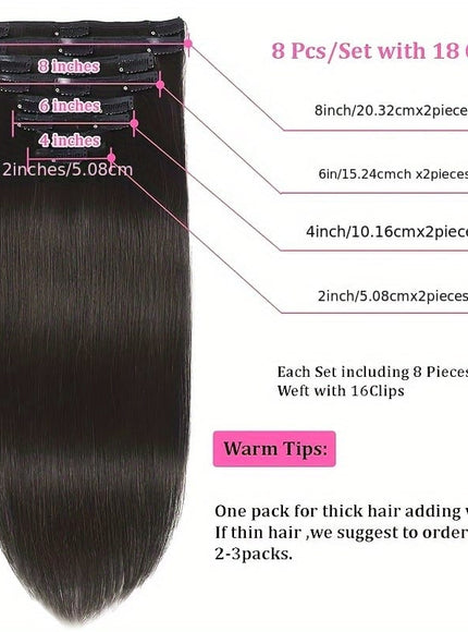 KissIcon Virgin Clip In Ext Straight 8Pcs 18Clips
