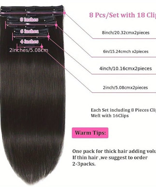 KissIcon Virgin Clip In Ext Straight 8Pcs 18Clips