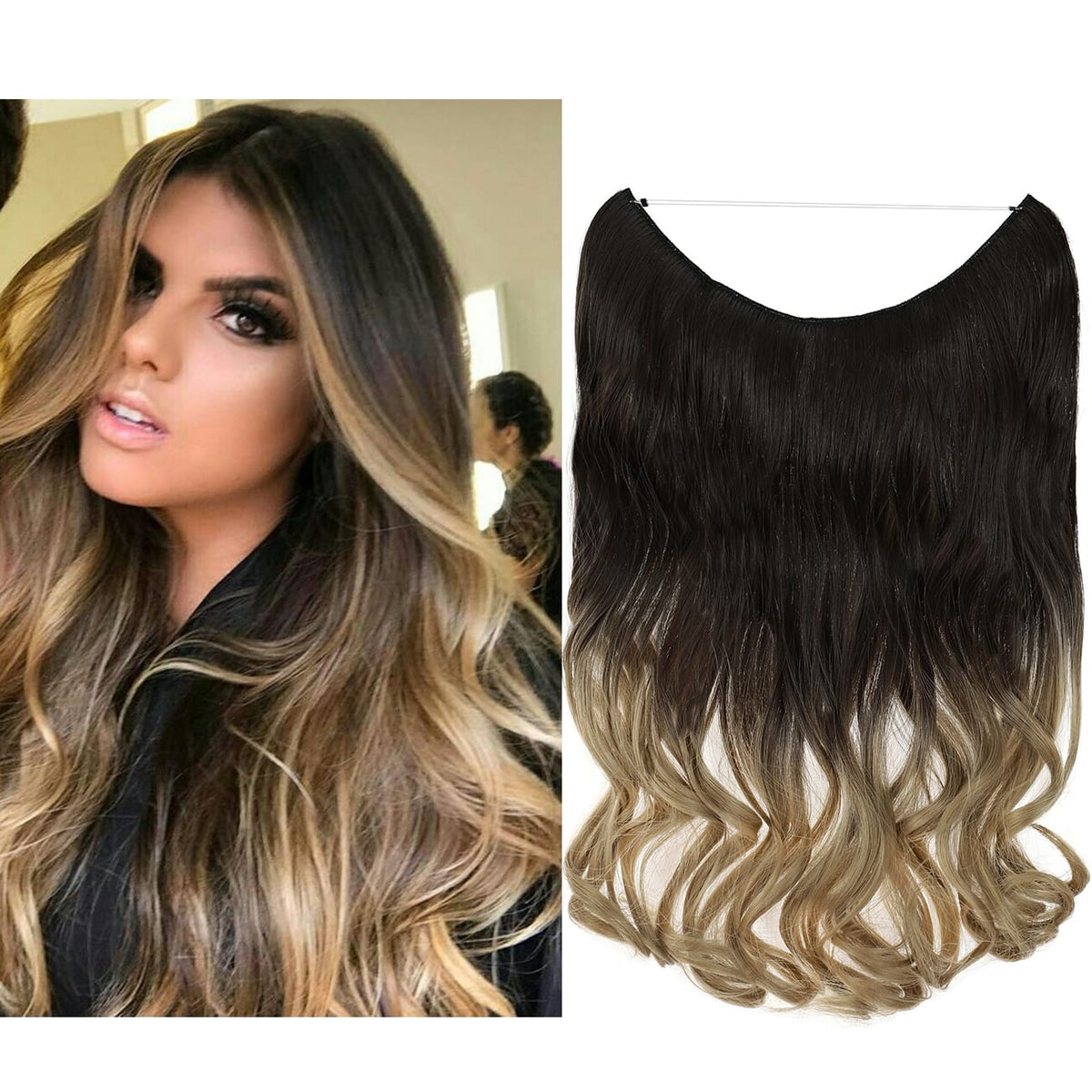 KissICON 4H24-Brown&Blonde Kissicon Hair Extensions Hidden Wire Secure