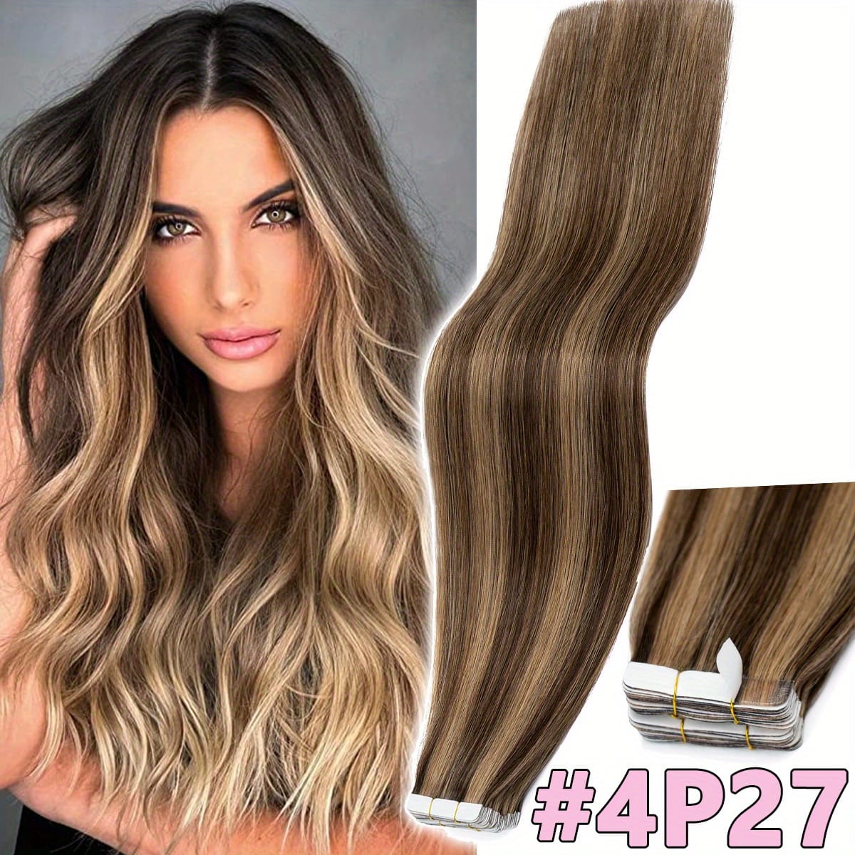 KissICON #4P27 / 18inch 💋 Tape In 100% Human Hair Extensions Weft
