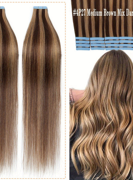 KissICON #4P27 / 20inch 💋 Tape In 100% Human Hair Extensions Weft