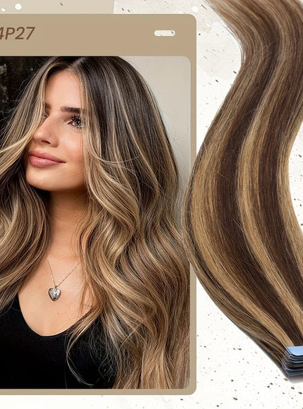 KissICON 4P27# / 24inch KissIcon Flying Tape In Hair Extensions - Real