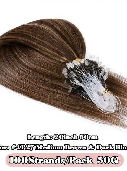 KissICON #4P27 mediumbrown&darkblonde / 20inch KissIcon Natural Hair Extensions Invisible Remy Micro Ring