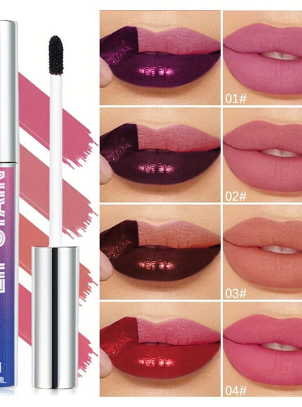 KissICON 4PCS(01+02+03+04) Vibrant Tearoff Matte Lip Gloss Longlasting Waterproof