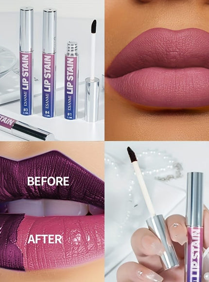 KissICON 4PCS(01+02+03+04) Vibrant Tearoff Matte Lip Gloss Longlasting Waterproof
