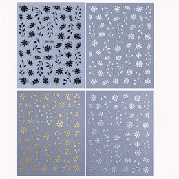 KissICON 4pcs KissIcon Floral Nail Stickers - Self Adhesive Flowers