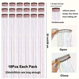 KissICON 5 Colors / 20inch KissIcon 18Pcs Sparkling Tinsel Extensions - Ideal Gift