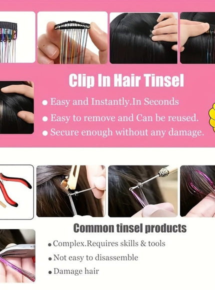 KissICON 5 Colors / 20inch KissIcon 18Pcs Sparkling Tinsel Extensions - Ideal Gift