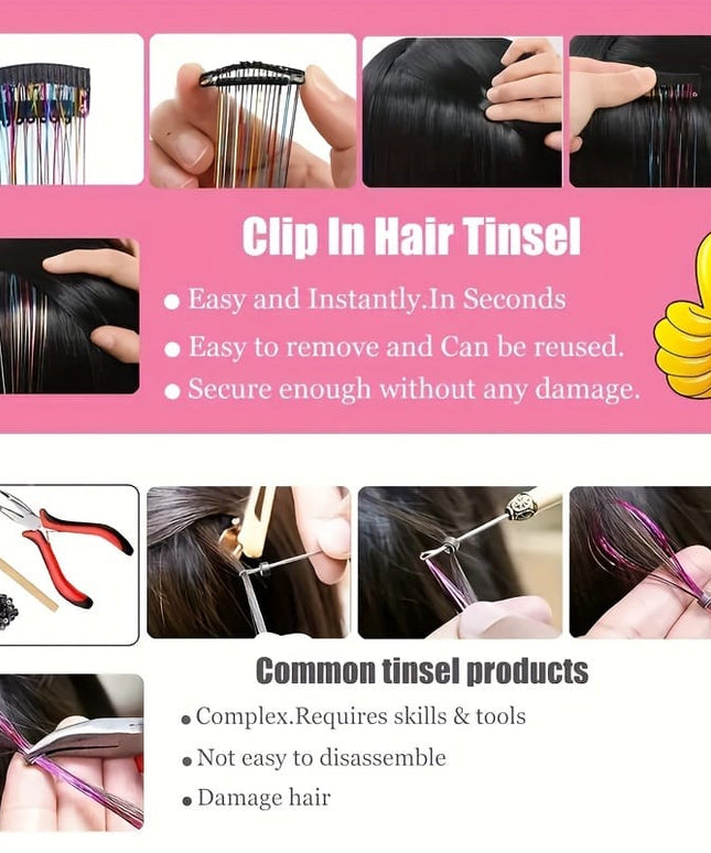 KissICON 5 Colors / 20inch KissIcon 18Pcs Sparkling Tinsel Extensions - Ideal Gift