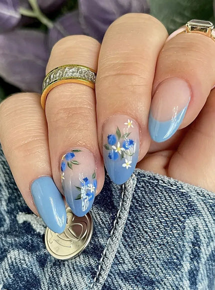 KissICON 5 Floral Garden Fresh Press On Nails Almond Stiletto