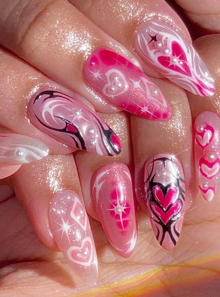 KissICON 5 KissIcon Halloween Almond Nails 24Pcs Glue Blood French