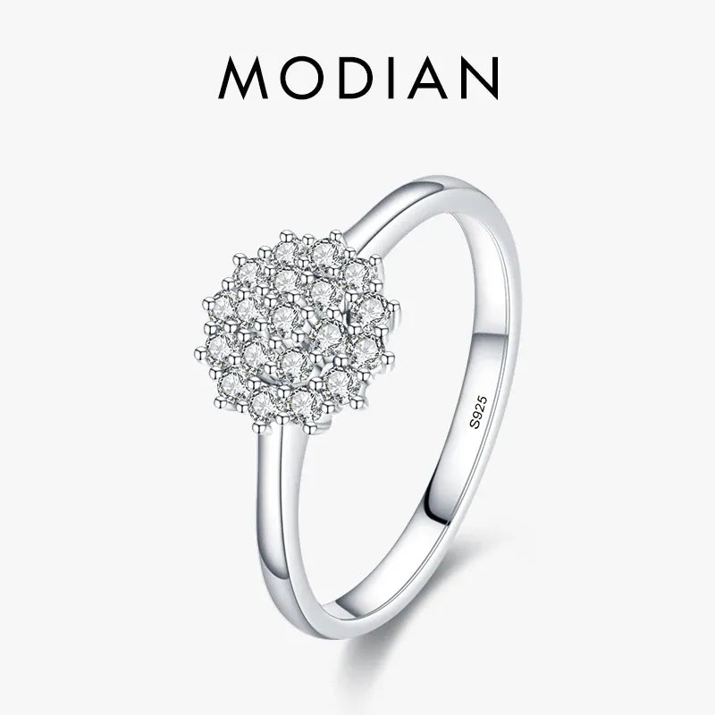 KissICON 5 Modian 925 Sterling Silver Classic Sparkling Simple CZ Finger Ring Platinum Plated Wedding Jewelry For Women Anniversary Gift