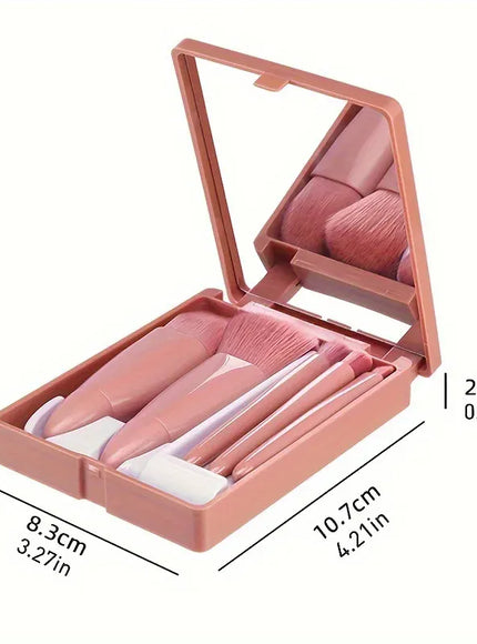 KissICON 5 Piece Mini Makeup Brush Set With Mirror